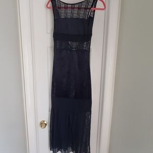 Free people navy velour fitted dress sz small
